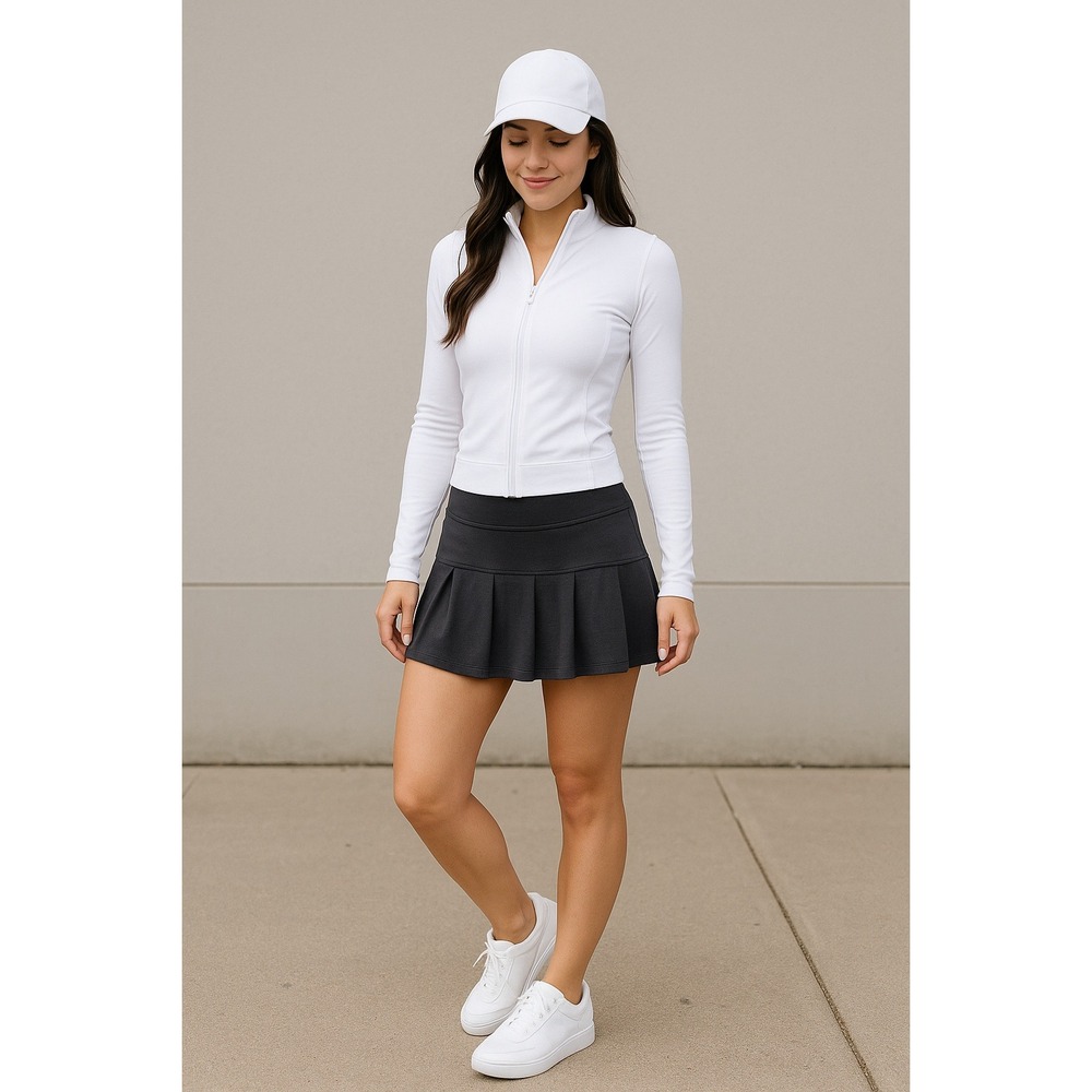 Tec-One Black Pleated Athletic Skort Sz XL Tennis Golf Running Y2K Sporty Preppy